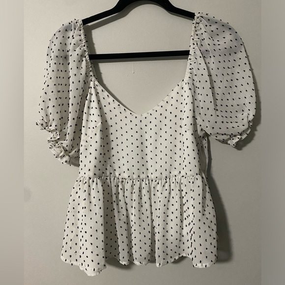 dee elly Tops - Dee Elly Polka Dot Peplum Top
